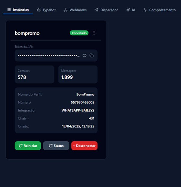 TizAPI Dashboard Preview